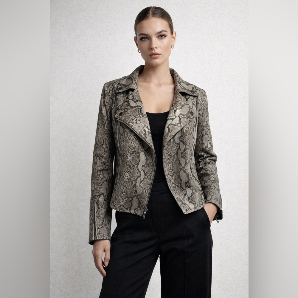 MARRAKECH NWOT Snakeskin Print Women's Jacket moto - xs